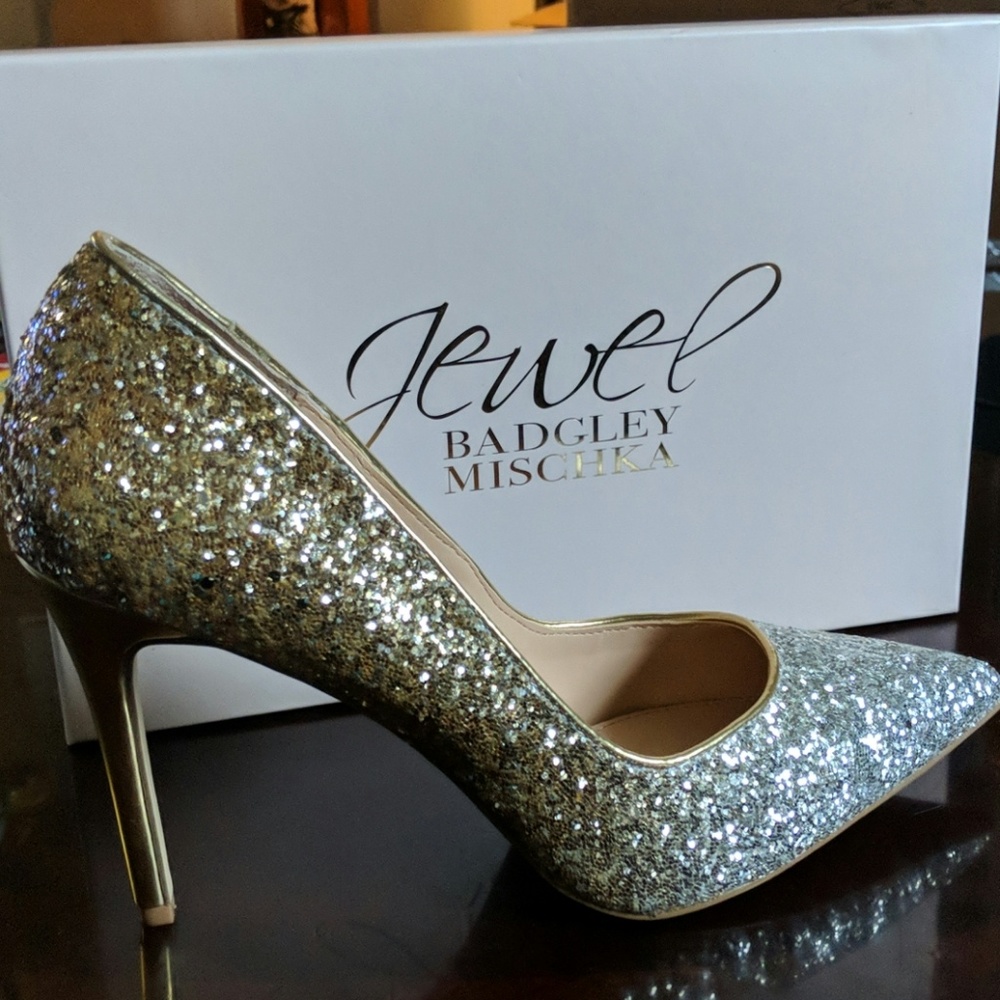Badgley Mischka silver and gold heels